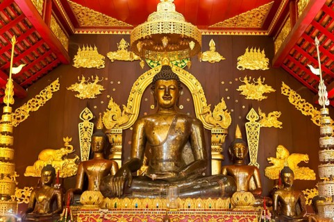 Sacred Buddha statue in Ubosoth or Bot