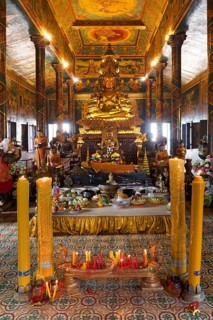 Gilt Bronze Buddha with offerings