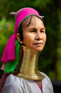 Long necked woman with brass neck rings