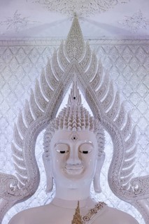 Buddha statue in the white prayer hall