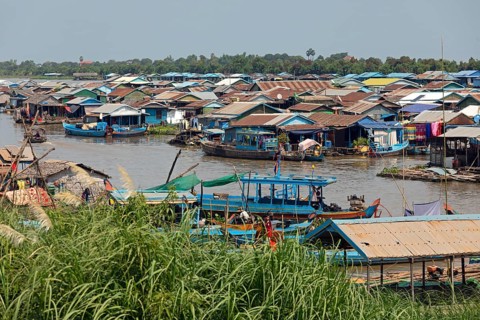 Floating villages with stilt houses