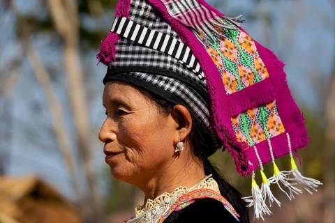 Hmong woman with headscarf