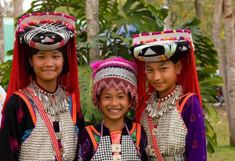 Lisu girl with traditional headdress and clothes