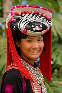 Lisu girl with traditional headdress and clothes