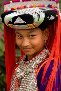 Lisu girl with traditional headdress and clothes