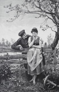 Young couple in love in the country