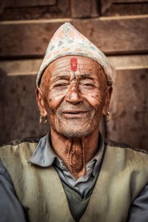 Newari man with traditional hat