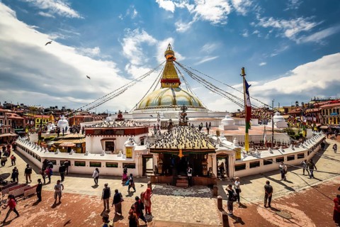 Boudhanath Stupa with believers