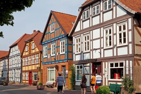 Street with half-timbered houses