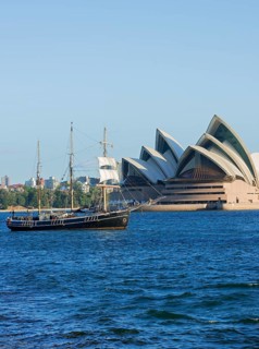 Sydney Opera House with Bounty ship