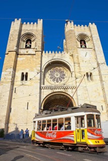 Lisbon cathedral and tram