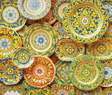 Traditional painted plates and pottery
