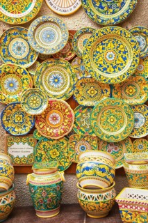 Traditional painted plates and pottery