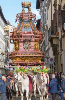 Decorated ox cart at the Cart festival at Easter
