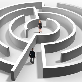 Man and woman in the labyrinth