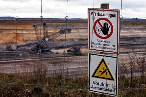 Warning Sign Inden opencast mine