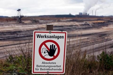 Warning Sign Inden opencast mine