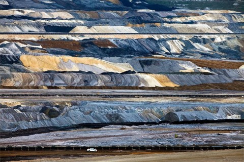 Inden opencast mine with a car