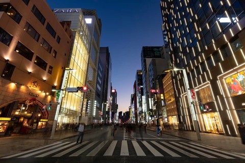 Shopping mile at dusk