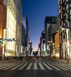 Shopping mile at dusk