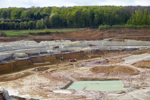 Clay mining in a clay pit