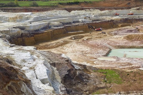 Clay mining in a clay pit