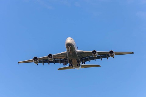 Lufthansa Airbus A 380-800 at take-off