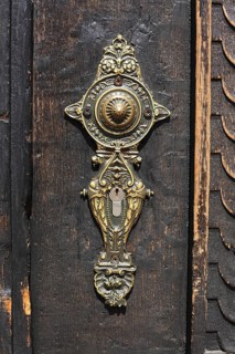 Old ornate door lock made of Metal