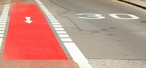 Red bicycle path