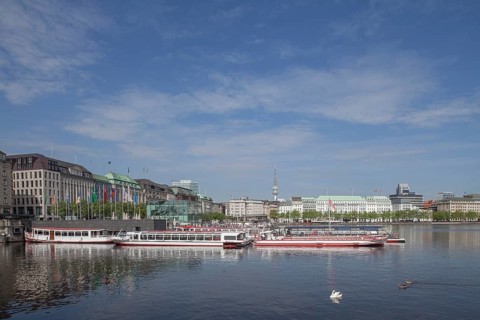 Jungfernstieg Inner Alster Lake and pier