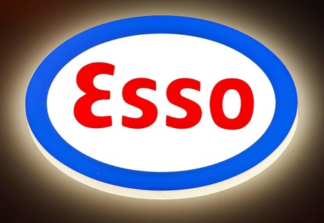 Illuminated logo of Esso