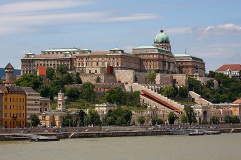 Castle palace at the Danube seen from the Pest district