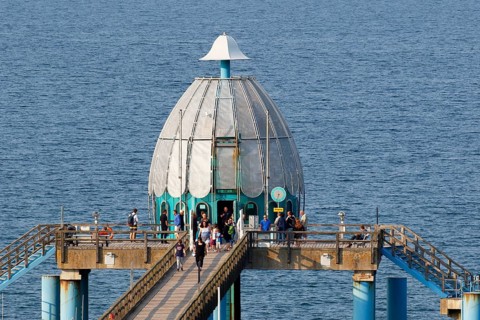 Diving bell at the sea bridge Sellin