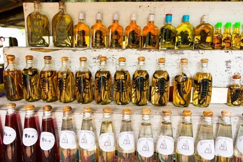 Rice wine with scorpions and snakes for sale