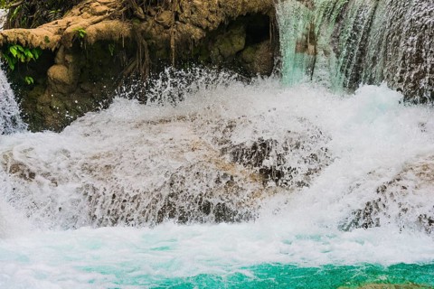 Splashing water of a waterfall