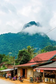 Karst mountains shrouded in clouds