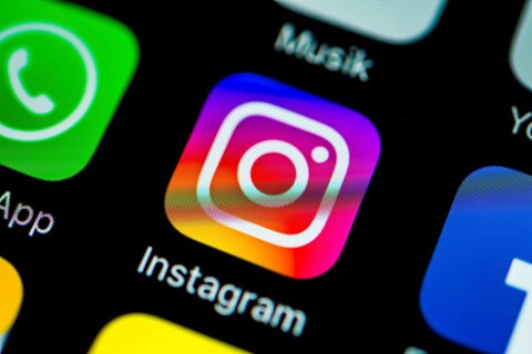 Smartphone screen with Instagram app icon in detail