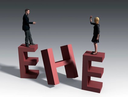 Man and woman in dispute on writing marriage