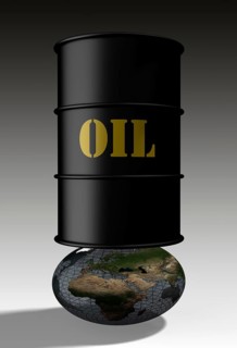 Oil barrel on deformed globe