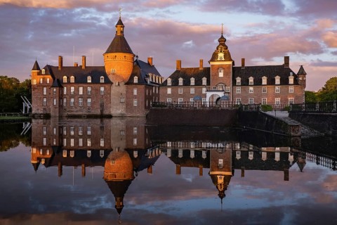 Anholt moated castle in the evening light