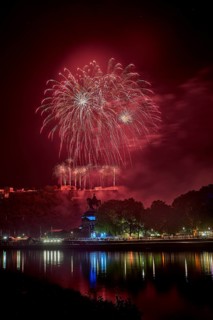 Colorful fireworks at the Ehrenbreitstein Fortress