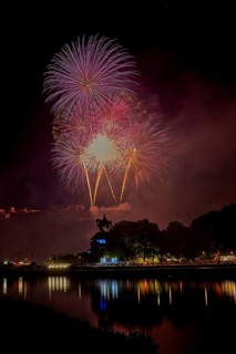 Colorful fireworks at the Ehrenbreitstein Fortress