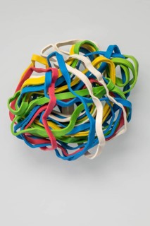 Colored rubber bands in a ball