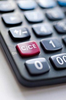 Desk calculator with C and CE key