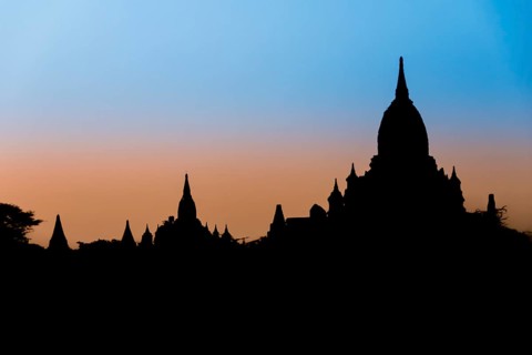 Pagodas in backlight