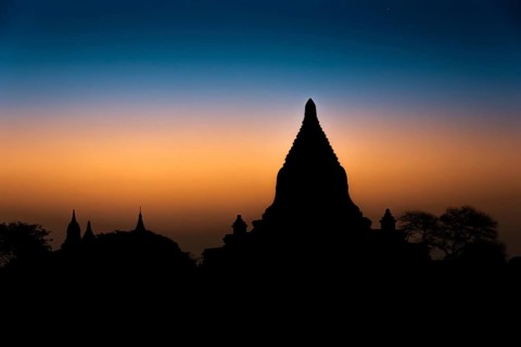 Pagodas in backlight