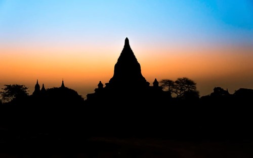 Pagodas in backlight