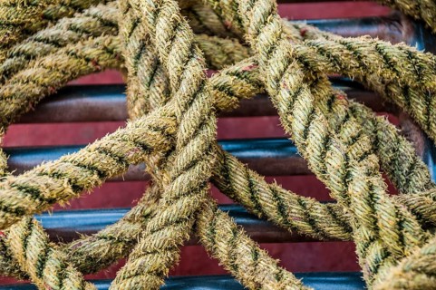Ship rope made of hemp in detail