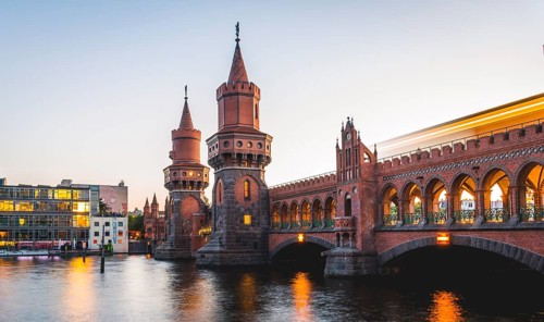 Oberbaum Bridge with underground between Kreuzberg and Friedrichshain