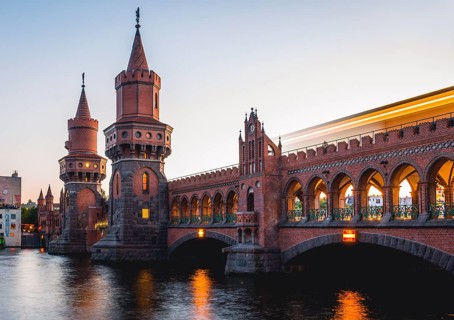 Oberbaum Bridge with underground between Kreuzberg and Friedrichshain